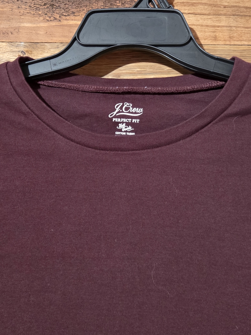 J.Crew Perfect Fit Wine Plum Long Sleeve Crew Neck Cotton Knit Tee Top L Casual - Picture 2 of 6